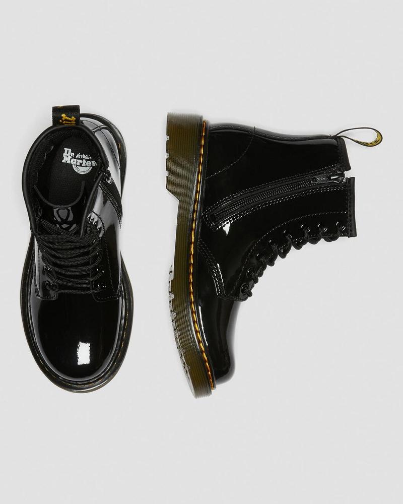 Black Kids' Dr Martens Junior 1460 Patent Leather Lace Up Boots | CA 685RVD